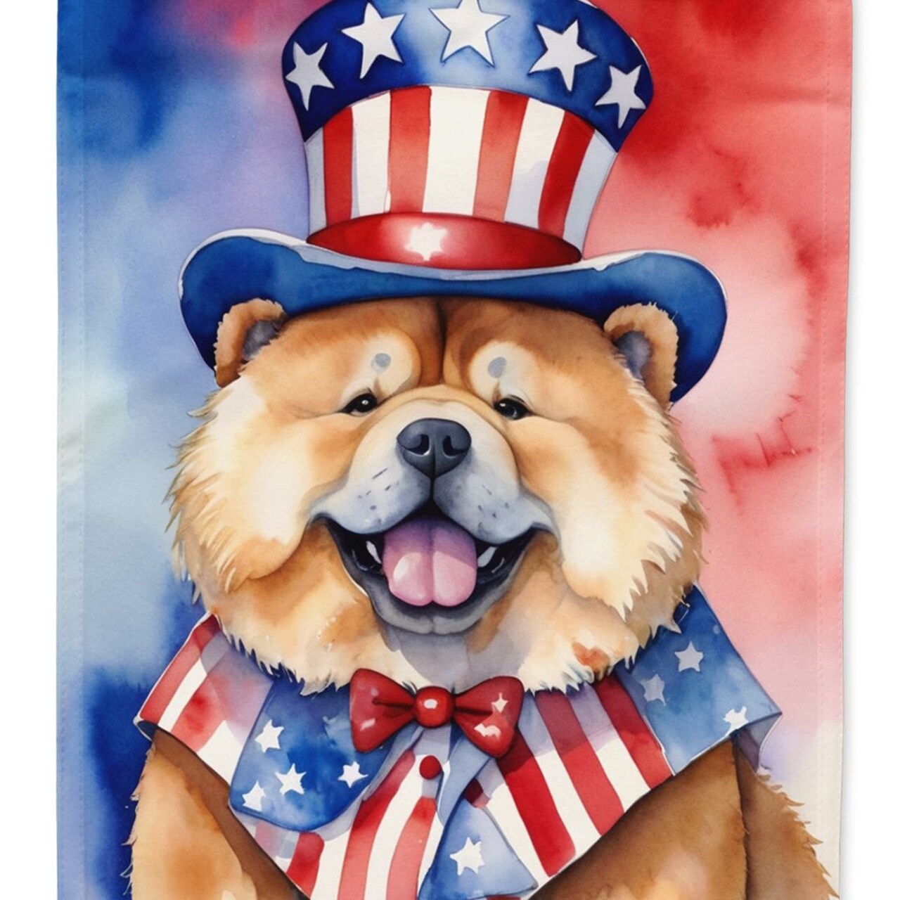 Edge Collections - 28" X 40" - Multicolor - Chow Chow Large Patriotic American Flag - 1 Piece